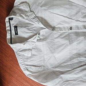 Alfani Long Sleeve Button-down Collared Shirt White Grey Stripes Medium NWOT